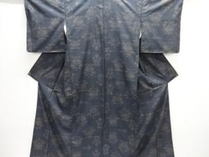 抽象花模様織り出し　本場泥大島紬着物(5マルキ)